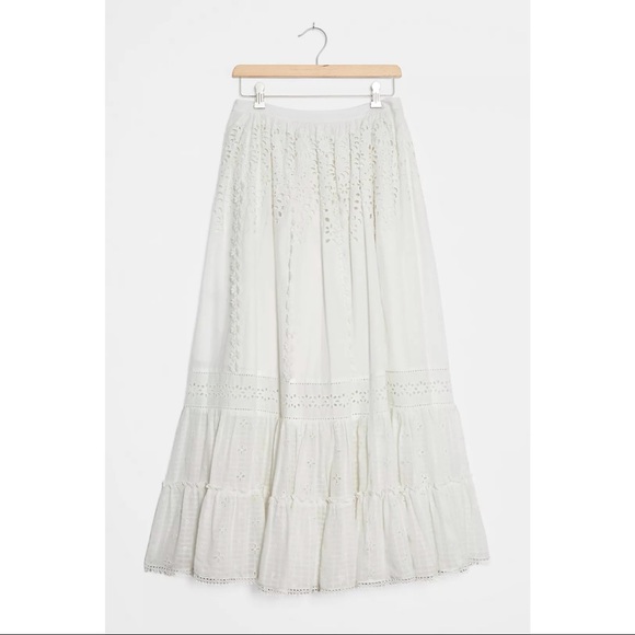 NWT ANTHROPOLOGIE WHITE DIANA EYELET MAXI SKIRT 1X - Picture 4 of 9